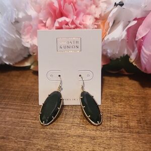 14th & Union Gold-Framed Dark Green Earrings